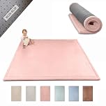 Premium Large Coral Velvet Baby Play Mat 200x150x2.5cm, Pink – High-Density Memory Foam Area Rug – Stylish Playmat for Floor with Non-Slip Backing for Crawling, Soft Play & Tummy Time - Easy Care Rug