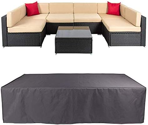 Patio Furniture Outdoor Sofa Cover Waterproof Sectional Protective Cover Garden Winter Dust Proof Table Couch Covers with Windproof Straps 124''L x 63''W x 29''H