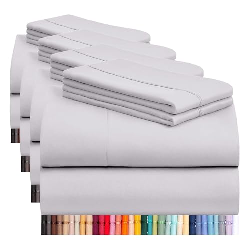 Image of LuxClub 4 PC Sheet Set Bed Sheets Deep Pockets 16 inch Eco Friendly Wrinkle Free Cooling Machine Washable Hotel Bedding Silky Soft - Dove Gray Full (Pack of 4)