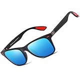 DUCO Retro Sonnenbrille für Herren und Damen zum Fahren Radfahren Angeln Golf 2146 (Schwarz Blau)