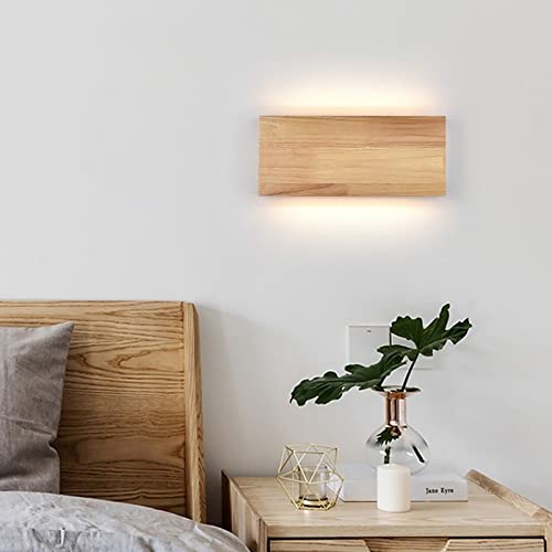 Aplique de pared de madera rectangular con luz cálida 2