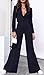 HipGlamp Tailored Power Suit Set Cropped Blazer & Wide-Leg Pants Deep V Neck for Business Evening