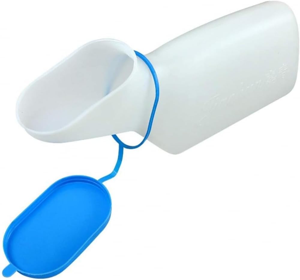 Urinal portátil para mujeres, botella de orina de gran capacidad con tapa, blanco, para uso en casa, acampada o viajes largos miniatura 1