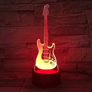 TYXSHIYE Guitar 3D Night Light, Illusion Desk Bedside Lamps with Smart Touch, 7 Color Changing with USB Cable,Holiday Birthday Christmas Gifts for Kids Boys Girls Women