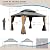 LPP-AWH 12'x14' Hardtop Gazebo with Cedar Wood Frame,Galvanized Steel Double Roof Gazebo Pavilion with Curtains and Netting - Outdoor Permanent Gazebo Canopy for Garden & Backyard (Brown)