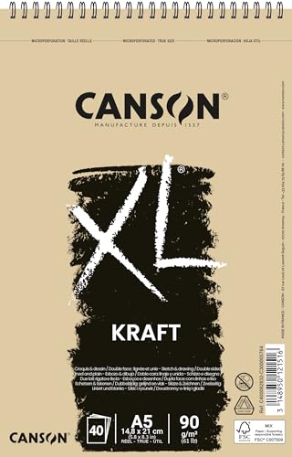 CANSON XL® Kraft, Zeichenblock, DIN A5, 40 Blatt, 90 g/m²