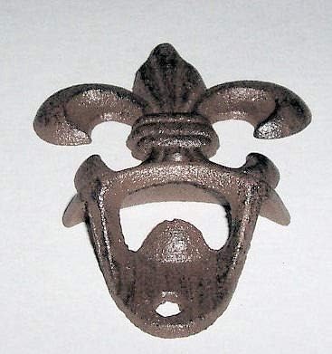 Miniatura 4 de "ABC Products" - Hierro fundido pesado primitivo - Abridor de botellas de pared Fluer-De-Lis estilo vintage - Diseño primitivo colgado en la pared -