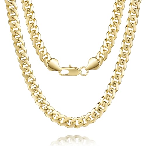 JUHEPROKIT 5MM&7MM Gold Chain for Men Women 14K Gold Chain