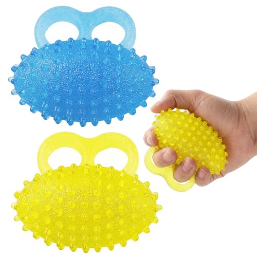 Image of YINKIGI 2 Pack Stress Balls for Adults, Hand Exercise Squeeze Ball with Textured Massage Surface, Finger Wrist Grip Strengthener for Hand Therapy, Rehabilitation, Arthritis and Stress Relief