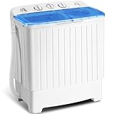 Spurgehom Mini Twin Tub Portable Washing Machine, 20 lbs Large Capacity Washer and Dryer Combo for RV Camping, Apartment, Dormitory, Home, Washing Machine for Students & Tenants，Blue