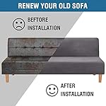 H.VERSAILTEX Real Velvet Futon Cover Armless Sofa Covers Sofa Bed Covers Stretch Futon Couch Cover Sofa Slipcover Furniture Protector Thick Soft Velvet Fabric Form Fitted Stay in Place, Grey - Image 4