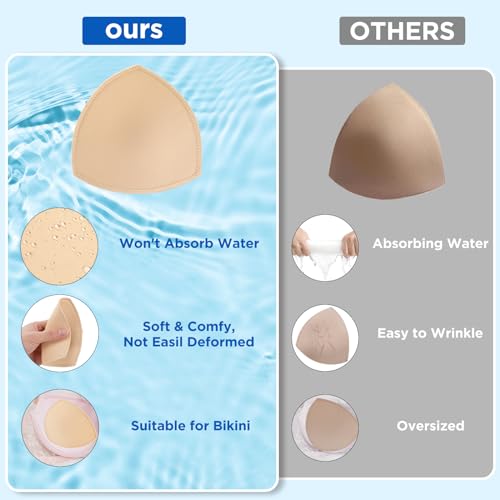 Image of Waterproof Swimsuit Bra Inserts Pads 3 Pairs Removable Bathing Suit Insert Bikini Push up Inserts A /B or C /D,D /E Cup