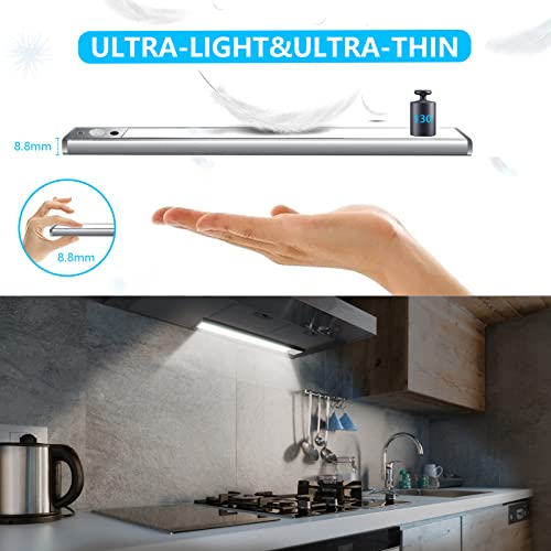 Pinci Under Counter Lights,Rechargeable Motion Sensor Cabinet Light,Wireless Magnetic Kitchen Night Lights,126 Led Battery Powered Operated Light For Hallway,Closets,Wardrobe,Cabinet(2Pack) #TOP3