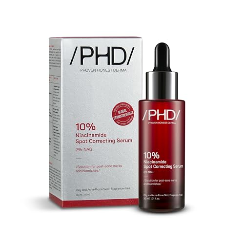 Image of /PHD / 10% Niacinamide Spot Correcting Serum | Niacinamide Serum for Oily Skin, Acne Scars & Enlarged Pores | Face Serum for Acne Prone Skin with 2% NAG | Brightens & Smoothens Skin | Fades Marks, Controls Oil, Removes Blemishes & Pore Care I 30ml
