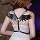 Moinha Leder Harness Damen SM Sexy Flügel Aushöhlen Leder BH Punk Body Brustgurt Wings Fetisch Riemenbody Brustgurte mit Engelsflügel BDSM Bondage Mit Schnallen Gothic Verstellbarer Clubwear Schwarz