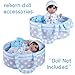 BABESIDE 8 Pcs Baby Doll Clothes Set with Bassinet for 8-10-12 Inch Dolls, Cute Baby Doll Clothes and Accessories Set for Realistic Babydolls Boy, Blue