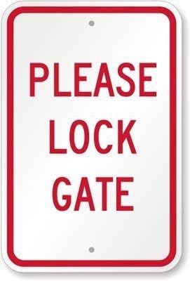 Jesiceny Great Tin Sign Aluminum Please Lock Gate Sign Outdoor & Indoor Sign Wall Decoration 12x8 INCH