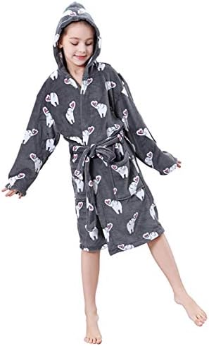 OUFANG Girl Boy Robe Kids Hooded Bathrobe Multicolors Unisex Sleep Bath Robe Sleepwear