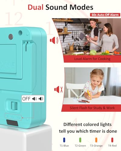 Digital Kitchen Timer with 4 Channel, Loud Alarm and Silent Mode - Image 5