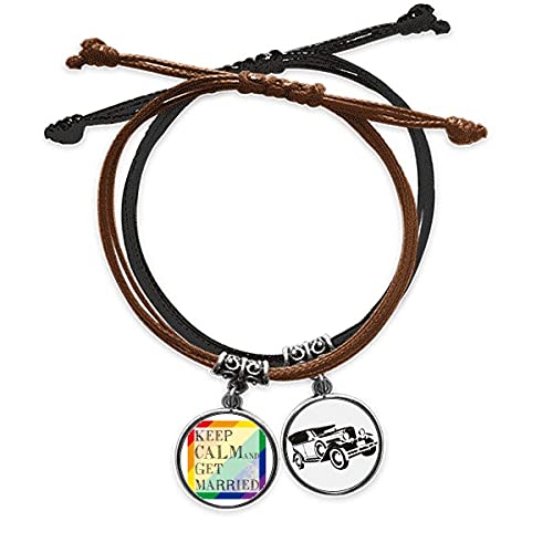 Bracelet arc-en-ciel LGBT en cuir tressé avec cordon ajustable