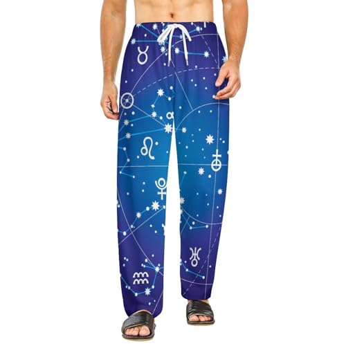 Bas de pyjama femme long constellation pantalon détente anti-serrage à poches