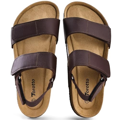 Image of Torotto Girls Boys Sandals with Cork Footbed Adjustable Straps Summer Glitter Slides Sandals Open Toes Flat for Kids Toddler