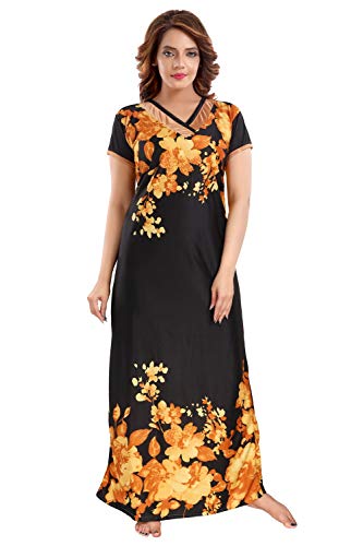 Image of Fabme Women's Satin Floor Length Night Dress Nighty