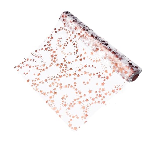 TAIKOUL Camino de Mesa Navideño, 28 cm x 5 m Camino de Mesa Estrellas Camino de Mesa Navidad Camino de Mesa, para Navidad y Adviento Decoración Navideña, Bricolaje Envoltura(Oro Rosa)