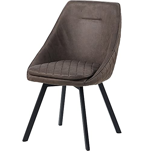 Trisens Multistore 2002 Chaise de salle à manger pivotante avec revêtement en cuir synthétique aspect vieilli Marron café