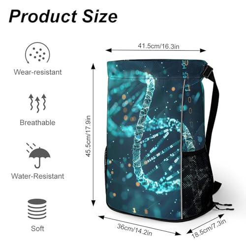 DNA Double Helix Drawstring Backpack, Dry Wet Separate Gym Bag Unisex Sports Drawstring Bag for Work, Fitness2