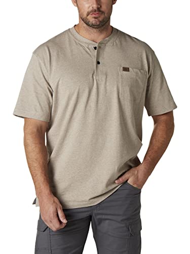 Wrangler Herren Kurzärmeliges Henley-Hemd, Haferflocken (Oatmeal), meliert, 4X – Ansicht 1