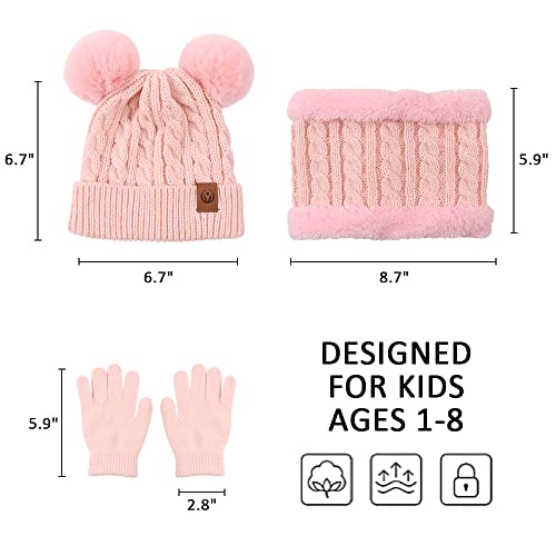 Image of Yuoahcn Kids Winter Beanie Hat Scarf Gloves Set Knit Warm Toddler Winter Cap Gloves Neck Warmer for Boys Girls 1-8 Year