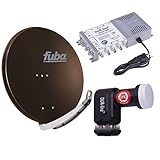 Digital Sat Anlage 8 Teilnehmer | Fuba DAA 850 B Sat-Schüssel 85cm Alu braun + DUR-line +Ultra Quattro LNB + DUR-line MS 5/8 G-HQ Sat Multischalter 8 Teilnehmer (DVB-S2, HDTV, UHD/4K, 3D)