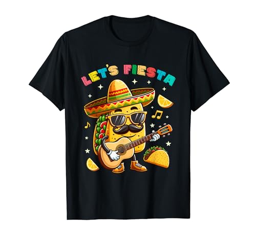 Cinco de Mayo Let's Fiesta Taco Tocando Guitarra Fiesta Mexicana Camiseta