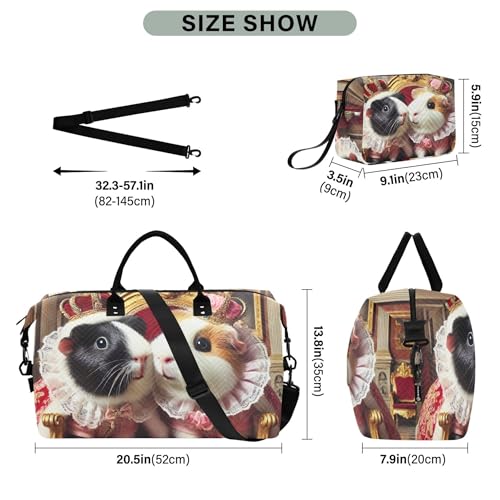 Funny Guinea Pig Hamster Duffel Bags Travel Makeup Bag Set of 2, Animal Womens Gym Tote Carry on Tote3