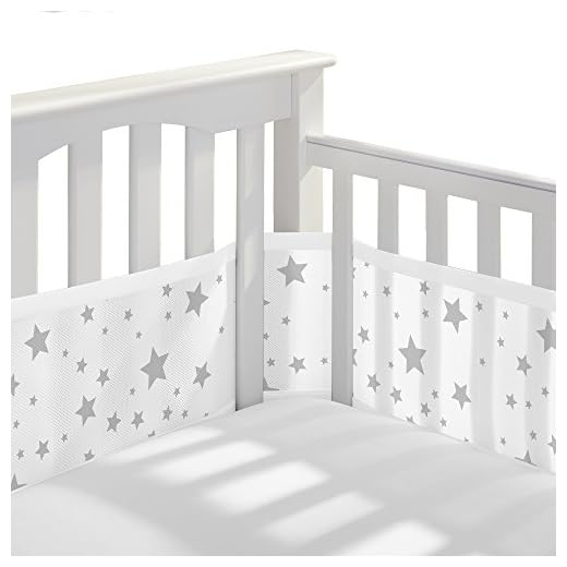 BreathableBaby Breathable Mesh Liner for Full-Size Cribs, Classic 3mm Mesh, Starlight (Size 4FS Covers 3 or 4 Sides)