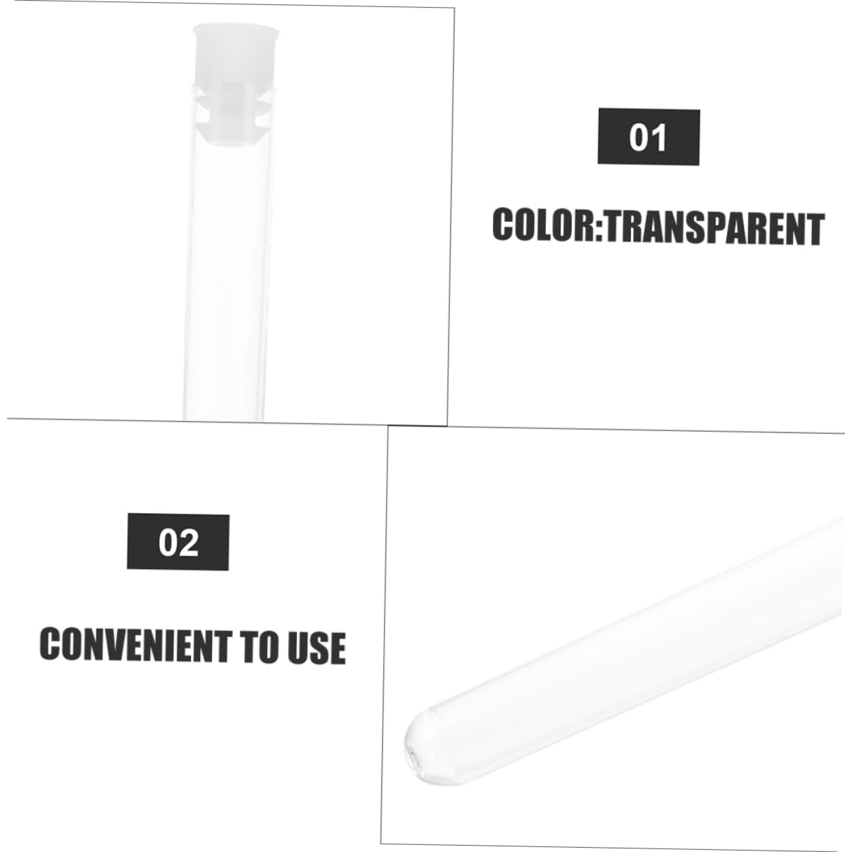 Alipis 50pcs Scientific Experiment Tubes for Chemistry Lab Plastic Test Tubes Caps Jumbo