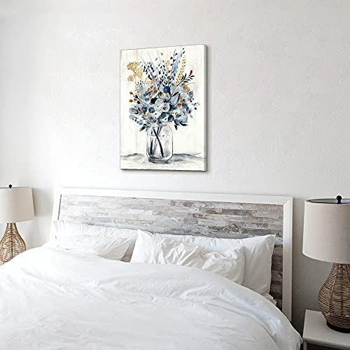 Hardy Gallery Abstract Flower Painting Wall Art: Botanical Flower Bouquet In Crystal Vase Picture Print On Wrapped Canvas For Home Kitchen (24'' X 18'' X 1 Panel) #TOP4