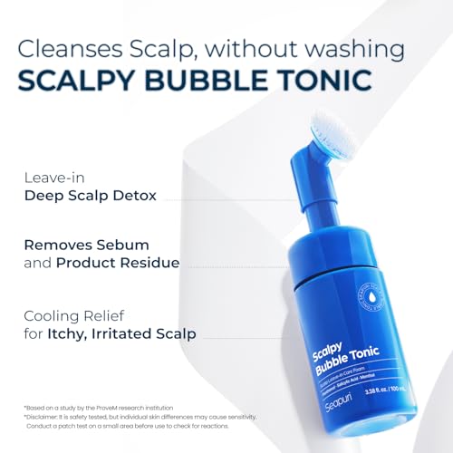 Seapuri Scalpy Bubble Tonic: Soothing Scalp Toner for Hair Retention & Less Shedding | Instant Cooling Relief for Oily Scalp & Itchy Redness | Salicylic Acid Detox for Dandruff & Buildup