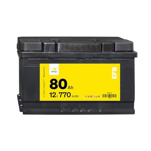 Denagi EFB 12V 80Ah Autobatterie 770A/EN Starterbatterie, Start-Stopp & Standheizung geeignet, absolut wartungsfrei Denagi EFB 12V 80Ah Autobatterie 770A/EN Starterbatterie, Start-Stopp & Standheizung geeignet, absolut wartungsfrei