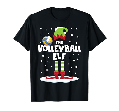 Adorable Elfe de Volley-Ball enneigé Assorti à Noël T-Shirt