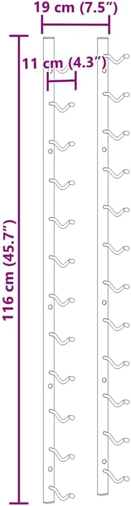 vidaXL 2x Wall Mounted Wine Racks for 12 Bottles Home Indoor Living Room Kitchen Storage Cabinet Wine Rack Bottle Holder Stand Furniture Black Iron