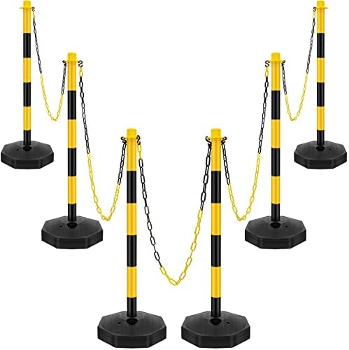 Konohan 6 Sets 34 Inch Delineator Post Parking Cone Barrier,Yellow,Black