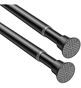 AIZESI Tension Curtain Rod 18-36 inch，2Pcs Adjustable Tension Rod Black Curtain Tension Rod No Dr...