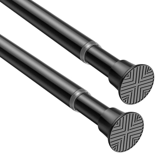 Image of AIZESI Tension Curtain Rod 18-36 inch,2Pcs Adjustable Tension Rod Black Curtain Tension Rod No Drilling Small Tension Rod Spring Tension Curtain Rod
