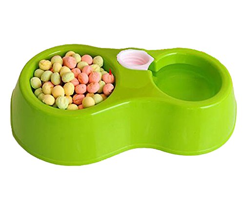 Sage Square 2 in 1 Anti Slip Food Bowl with Water Bowl for Dog / Cat / Puppy / Kitten and Other Pets (Green)