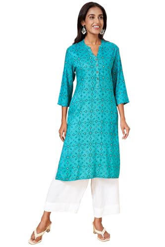 Image of Rangmanch by Pantaloons Women's Rayon Regular Kurtas