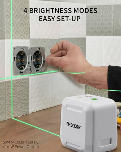 Image of Firecore Laser Level with Tripod, Self Leveling Laser Level Green Cross Line Laser Leveler Tool for Picture Hanging Wall Tile Home Renovation Indoor Projects, Carry Pouch and Battery Included