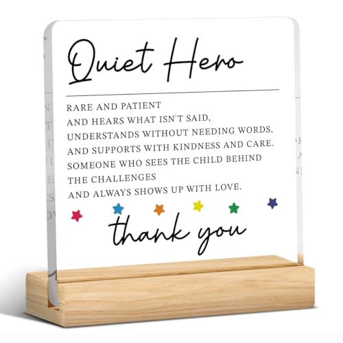 Quiet Hero Autism Appreciation Decor Special Education Teacher Gifts Autism Mom Dad Decoration Autism Awareness Acrylic Table Desk Decorations for Home Office