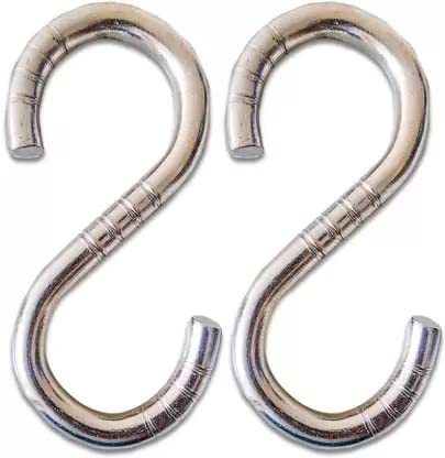 2 Pack,4-Inch Long,10MM-Thick Heavy Duty S Hooks for Hanging Swing Hammock Chair Ceiling Fan Swing Rope Boxing Bag Pot Hanging Max 300kg Load Capacity Strong Utility Hooks for Hang Any Article